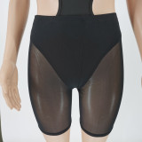 EVE Sexy Sleeveless Hollow Bodysuit+Mesh Shorts 2 Piece Sets CJF-BC3023