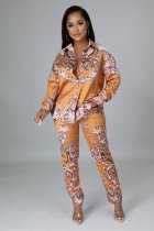 EVE Casual Printed Shirt Top And Pants Two Piece Sets APLF-2022