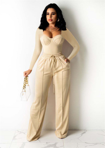 EVE Solid Long Sleeve Two Piece Pants Set FENF-196