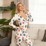 EVE Plus Size Christmas Sexy Tight Printed Jumpsuit OSIF-20888
