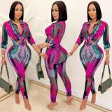 EVE Sexy Printed Long Sleeve Two Piece Pants Set BY-5281