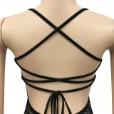 EVE Sexy Hot Drilling Cross Strap Night Club Dress (Without Underpants) BY-5313
