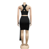EVE Sexy Solid Bandage Top And Mini Skirt 2 Piece Sets BY-5087