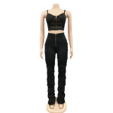 EVE Sexy Cami Top And Stacked Pants 2 Piece Sets BY-5215