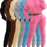 EVE Solid Fleece Hoodies And Pants Two Piece Sets CH-8201