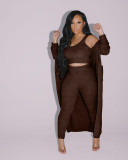 EVE Knitted Long Cloak+Tank Top+Pants 3 Piece Sets MDF-5274