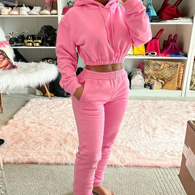 EVE Solid Fleece Hoodies And Pants Two Piece Sets CH-8201