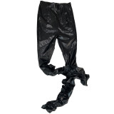 EVE Black PU Leather Skinny Stacked Pants ZNF-9123
