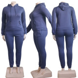 EVE Plus Size Fleece Solid Hooded Two Piece Sets YS-8839