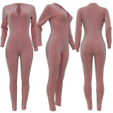EVE Sexy Long Sleeve Zippper Jumpsuit With Gloves AL-266