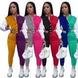 EVE Casual Patchwork Baseball Jacket And Pants 2 Piece Sets OY-6316