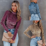 EVE Trendy Velour Turtleneck Long Sleeve Top ME-5050