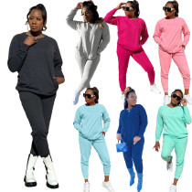 EVE Solid Long Sleeve Casual Two Piece Pants Set BGN-222