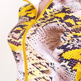 EVE Snake Skin Print Thumb Hole Long Sleeve 2 Piece Sets JZHF-8011