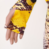 EVE Snake Skin Print Thumb Hole Long Sleeve 2 Piece Sets JZHF-8011