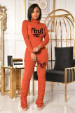 EVE Pink Letter Print High Collar Stacked Pants 2 Piece Sets YSYF-7557