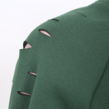 Solid Hole Sweatshirt Top And Pants 2 Piece Sets JZHF-8019