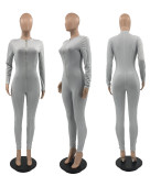 EVE Casual Long Sleeve Zipper Skinny Jumpsuit JRF-3644