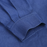 EVE Blue Long Sleeve Slim-Waist Shirt Dress JZHF-8006