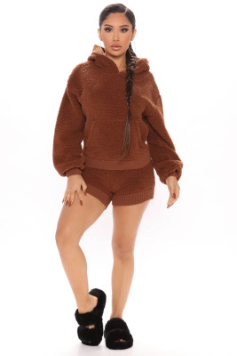 EVE Casual Plush Thick Hooded Long Sleeve 2 Piece Sets JZHF-8018