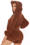 Casual Plush Thick Hooded Long Sleeve 2 Piece Sets JZHF-8018