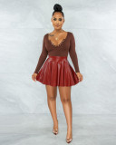 EVE Plus Size PU Leather Mini Skirt FNN-8653