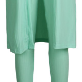 EVE Solid Full Sleeve Long Cloak+Tank Top+Pants 3 Piece Sets FSXF-314