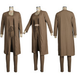 EVE Solid Full Sleeve Long Cloak+Tank Top+Pants 3 Piece Sets FSXF-314