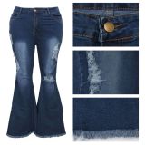 EVE Plus Size 5XL Denim Ripped Hole Stretch Flared Jeans HSF-2378