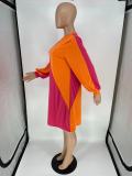 EVE Contrast Color Patchwork Long Sleeve Loose Dress SLF-7021