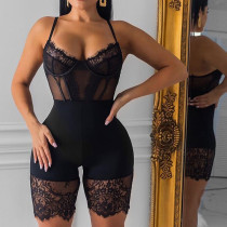 EVE Sexy Lace Patchwork See Through Night Club Romper DF-1022