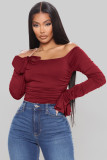 EVE Sexy Ruched Off Shoulder Bodysuit MZ-2695