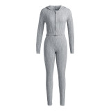 EVE Solid Color Sweater Hooded Coat And Pants Two Piece Sets PN-6738