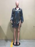 EVE Shiny Long Sleeve Ruffle Split Mini Club Dress OD-8476