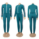 EVE Fashion Splice Solid Color Zipper Long Sleeve Top And Pants Casual Sports Set SFY-165