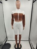 EVE Casual Zipper Long Sleeve 2 Piece Pants Set XYMF-88085