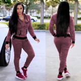 EVE Pink Letter Print Hooded Two Piece Pants Set TE-2029