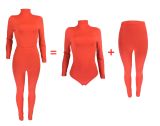 EVE Solid Long Sleeve Bodysuit+Pants 2 Piece Sets LM-8301