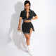 EVE Casual Short Sleeve Baseball Top Mini Skirt 2 Piece Sets WSM-5297