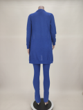 EVE Solid Knitted Cardigan Coat+Bra Top+Split Pants 3 Piece Sets ASL-6519