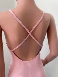 EVE Sexy Solid V Neck Backless Cross Strap Tight Jumpsuit NIK-270