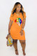 EVE Lip Print V Neck Short Sleeve Casual Dress WAF-00858