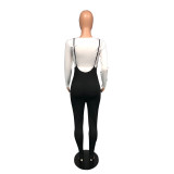 EVE Plus Size Long Sleeve Top+Suspenders Pants 2 Piece Sets WAF-77414
