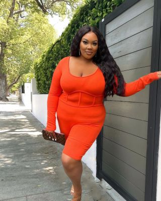 Plus Size Solid Long Sleeve Romper YUMY-6628