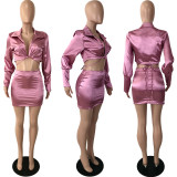 EVE Sexy Long Sleeve Blouse Mini Skirt 2 Piece Sets YNSF-1686