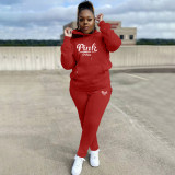 EVE Pink Letter Embroidery Hoodies Pants 2 Piece Sets XMF-097
