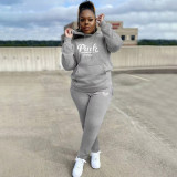 EVE Pink Letter Embroidery Hoodies Pants 2 Piece Sets XMF-097
