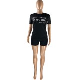 EVE Letter Print T Shirt And Shorts 2 Piece Sets NYMF-258