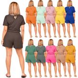 EVE Solid Short Sleeve Casual Romper PIN-8667