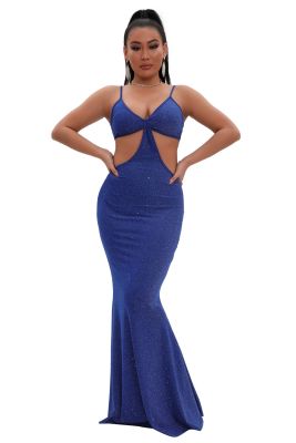 EVE Sexy Hollow Out Spaghetti Strap Maxi Evening Dress MZ-0125